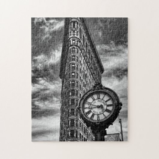 Flatiron Building and Clock in Black and White Legpuzzel (Verticaal)