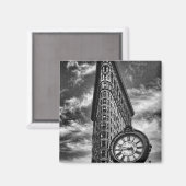Flatiron Building and Clock in Black and White Magneet (Voorkant / Achterkant)