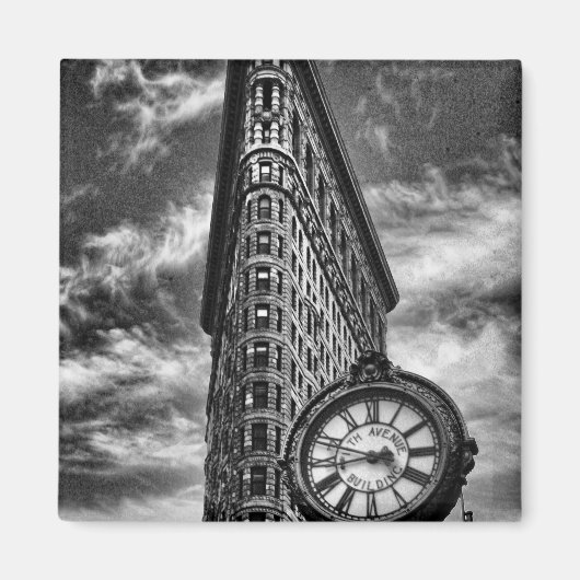 Flatiron Building and Clock in Black and White Magneet (Voorkant)