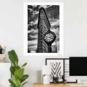 Flatiron Building and Clock in Black and White Poster (Thuiskantoor)