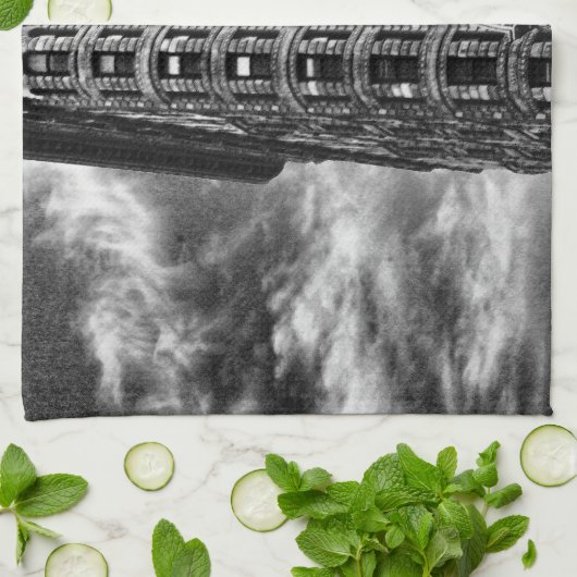 Flatiron Building and Clock in Black and White Theedoek (Gevouwen)