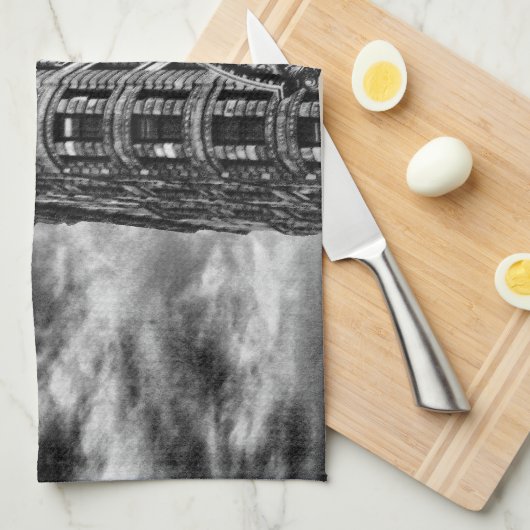 Flatiron Building and Clock in Black and White Theedoek (Quarter Fold)