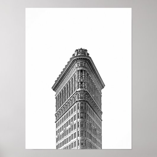 Flatiron Building Black & White Minimalist Poster (Voorkant)