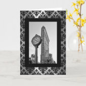 Flatiron Building en klok in zwart-wit 2 Kaart (Gele Bloem)