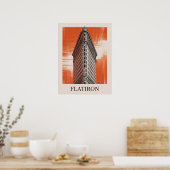 Flatiron Building Grafische Oranje Poster (Keuken)