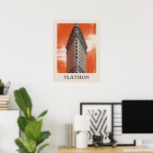 Flatiron Building Grafische Oranje Poster (Thuiskantoor)