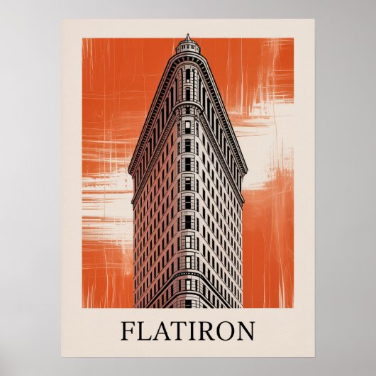 Flatiron Building Grafische Oranje Poster (Voorkant)