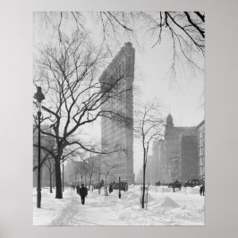 Flatiron Building in de winter, 1905. Antieke foto Poster