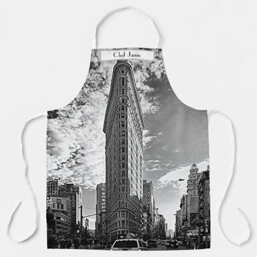 Flatiron Building met Clouds Black en White Schort (Voorkant)