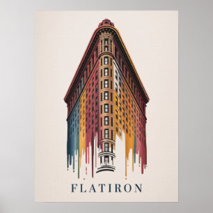 Flatiron Building verf-druppel stijl Poster