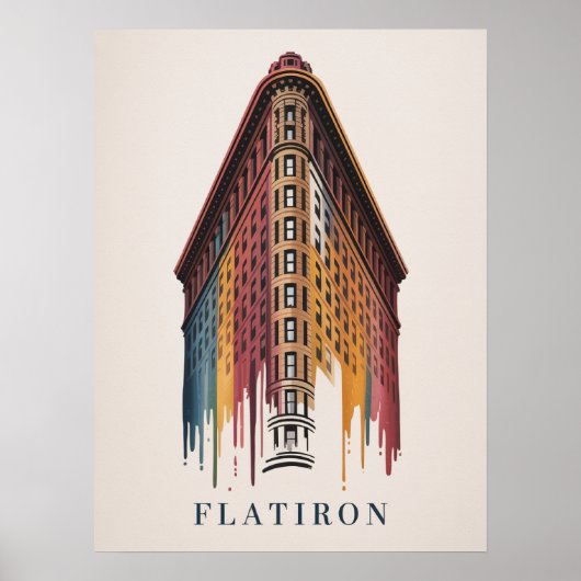 Flatiron Building verf-druppel stijl Poster (Voorkant)
