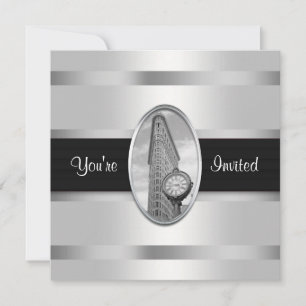 Flatiron Building White Silver BW Party nodigt uit Kaart