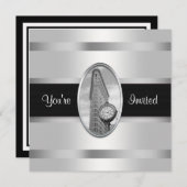 Flatiron Building White Silver BW Party Uitnodigen Kaart (Voorkant / Achterkant)