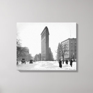 Flatiron Building Winterse scène, 1905 Canvas Afdruk