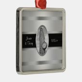 Flatiron Building Wit Zilver BW Trouwornament Metalen Ornament (Rechts)