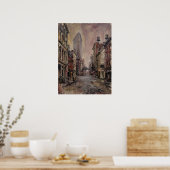 Flatiron District Straat Met Kasseien Sporen Poster (Keuken)