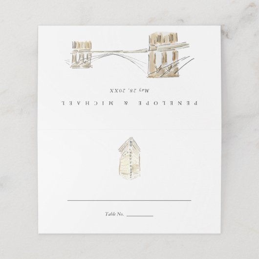 Flatiron Hotel New York City bruiloft gevouwen Plaatskaartje (Buitenkant ongevouwen)