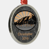 Flatirons, Chautauqua Park, kerst in Boulder Metalen Ornament (Rechts)