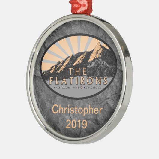 Flatirons, Chautauqua Park, kerst in Boulder Metalen Ornament (Links)