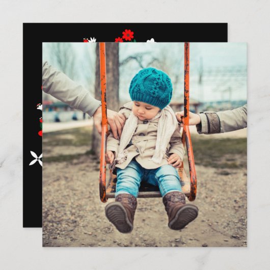 FlatKaart met zachte en heldere kerstfoto's Feestdagenkaart (Voorkant / Achterkant)