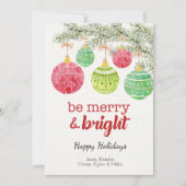 Flatkaart voor prettige en heldere kerstversiering feestdagenkaart (Voorkant)