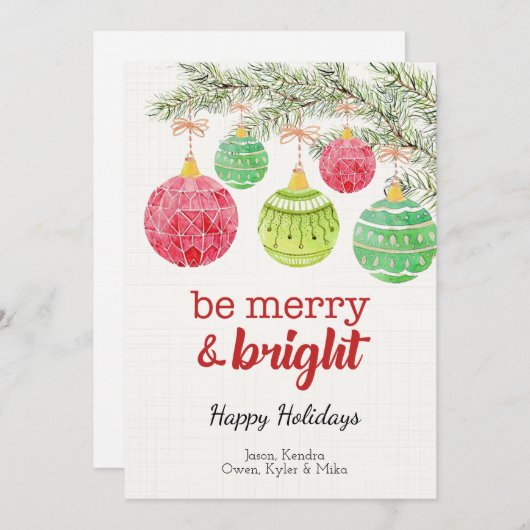 Flatkaart voor prettige en heldere kerstversiering feestdagenkaart (Voorkant / Achterkant)