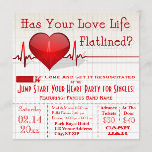 Flatlining Heart Graph Anti-Valentijnsdag Invite Kaart