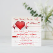 Flatlining Heart Graph Anti-Valentijnsdag Invite Kaart (Staand voorkant)
