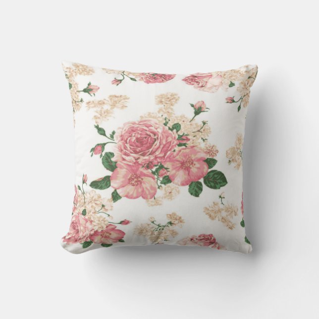 Flatorspoelen, roze rozen kussen (Voorkant)