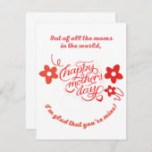 Flatte bedankt, moederdag bedankkaart (Voorkant / Achterkant)