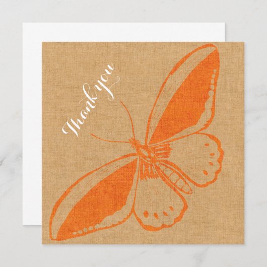Flatte blanco bedankt kaart met vlinder (Voorkant / Achterkant)