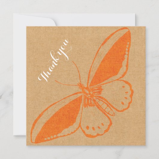 Flatte blanco bedankt kaart met vlinder (Voorkant)