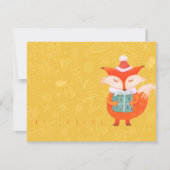 Flatte Kaart met schattige vos met een cadeau van  (Voorkant)