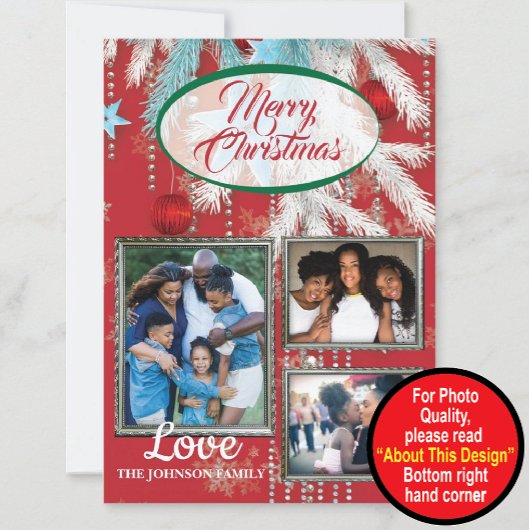 Flatte kerstkaart met foto's kaart