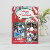 Flatte kerstkaart met foto's kaart (Staand voorkant)