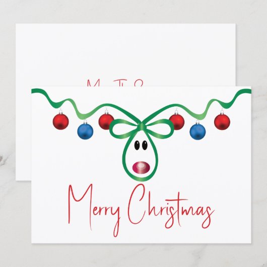 Flatte kerstkaart met persoonlijke tekst notitiekaartje (Voorkant / Achterkant)