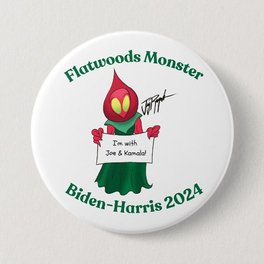 Flatwoods Monster Biden-Harris Pin Ronde Button 7,6 Cm (Voorkant)