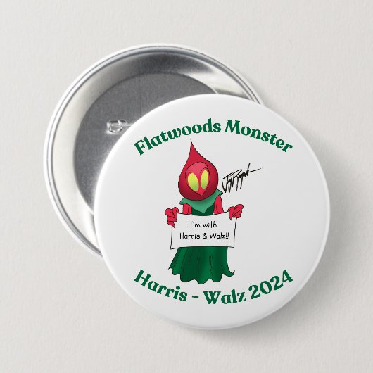 Flatwoods Monster voor Harris-Walz 2024 Ronde Button 7,6 Cm (Voorkant /achterkant)