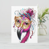 Flaunty Flamingo Mardi Gras Kaart (Staand voorkant)