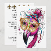 Flaunty Flamingo Mardi Gras Kaart (Voorkant / Achterkant)