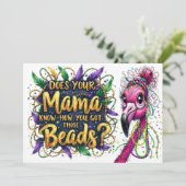Flaunty Flamingo Mardi Gras Kaart (Staand voorkant)