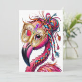 Flaunty Flamingo Mardi Gras Kaart (Staand voorkant)