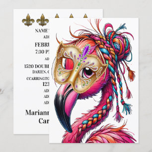 Flaunty Flamingo Mardi Gras Kaart