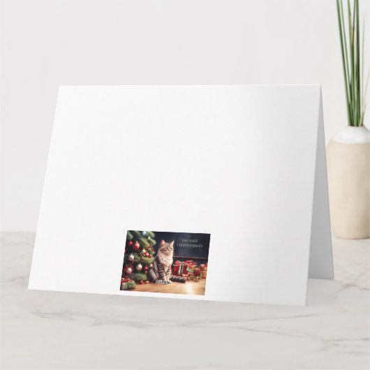 Flauschige Katze mit Weihnachtsbaum Kaart (Achterkant)
