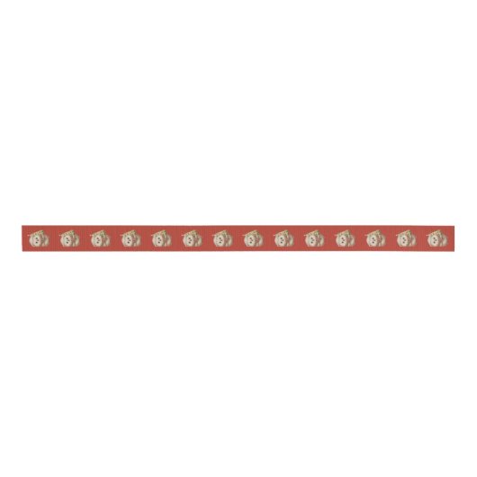 Flauschiger Igel Geschenkband Rotdesign 3,8 cm Grosgrain Lint (Voorkant)