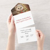 Flauschiger Igel mit Tannenbaum Motiv All In One Uitnodiging
