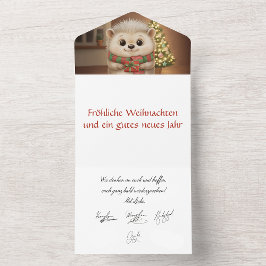 Flauschiger Igel mit Tannenbaum Motiv All In One Uitnodiging