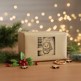 flauschiger igel mit weihnachtsgruß rubberstempel