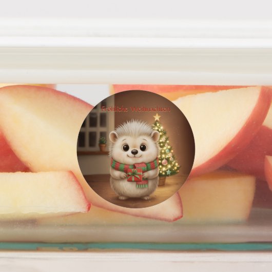Flauschiger Igel Weihnachtszauber Design Labels (Aangebracht)