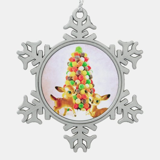 flauwvallen door kerstboom met gumdrop tin sneeuwvlok ornament (Voorkant)